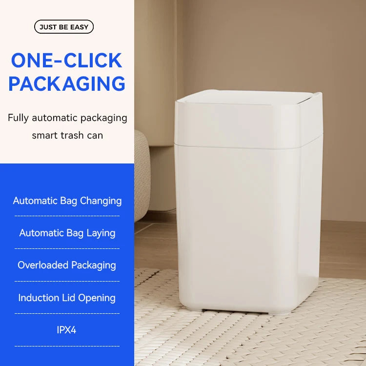 Intelligent 4.5Gallon 17L Automatic Self-Changing Trash Can with Motion Sensor Touchless for Kitchen Bathroom Office