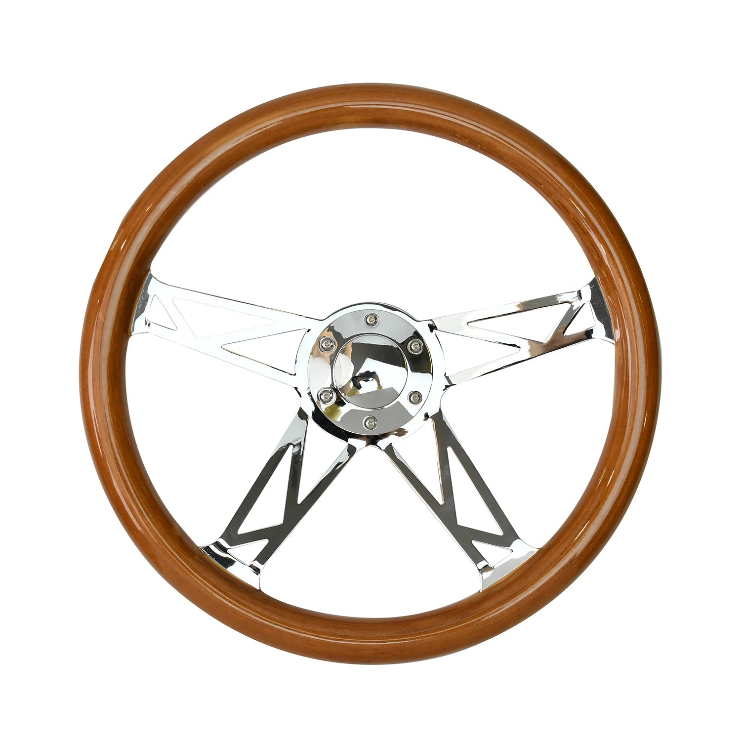 TIYPEOR Universal Classic Solid Wood 15 Inch New Design 4-spoke Bracket Retro Classic Car Steering Wheel
