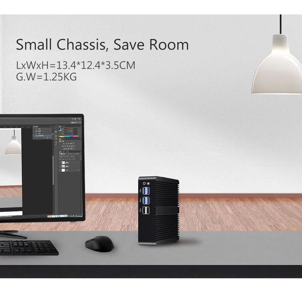 Intel Core i7-4500U i5-4200U Fanless Mini PC with 4xUSB3.0 4xUSB2.0 1xHDMI 1xVGA Support Linux Ubuntu Computer Win10Pro Ready