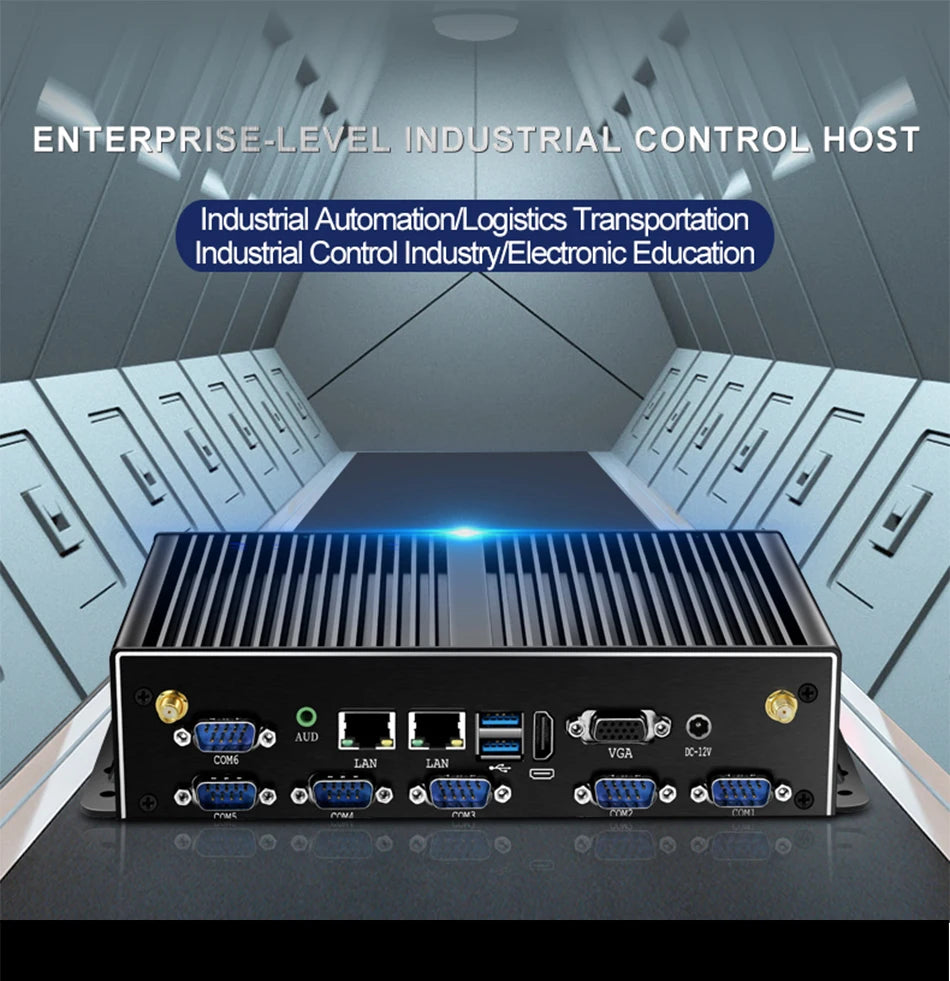 XCY Fanless Industrial Mini PC Intel Core I7 5500U 2x GbE LAN 6x COM RS232 HDMI VGA 6x USB Support WiFi 4G LTE Windows Linux