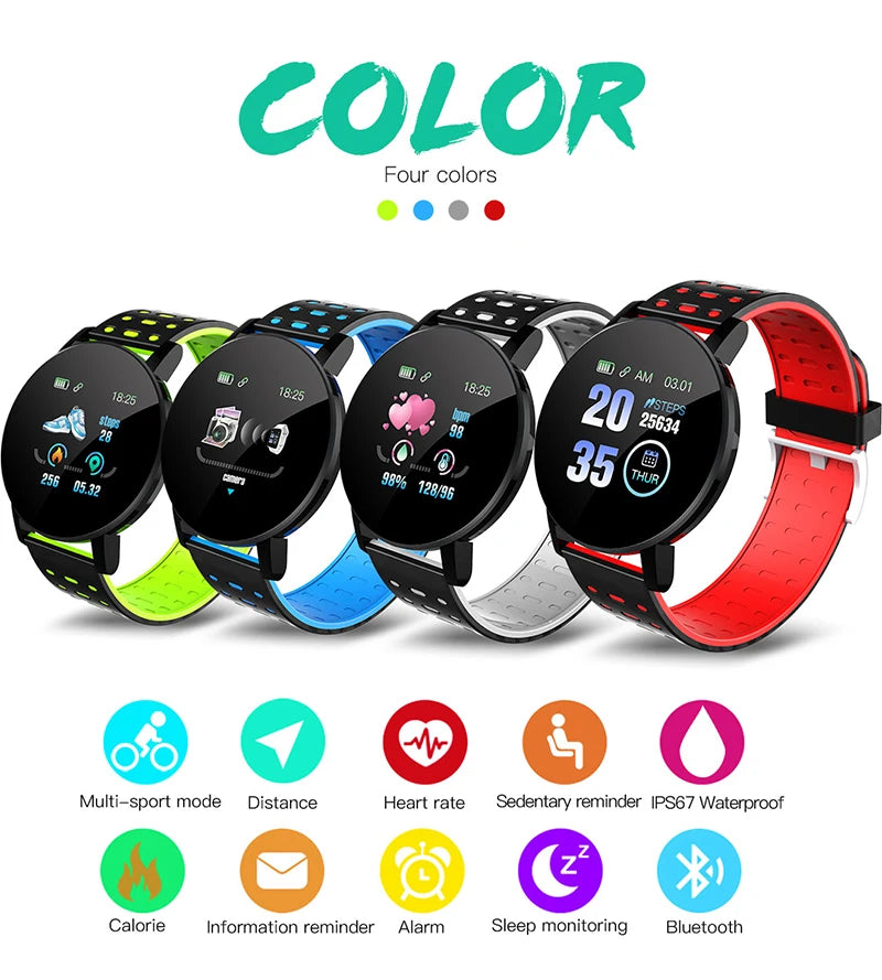 Smart Watch Led Digital Clock Waterproof Smartwatch 1.44" Screen Full Touch Smartband Heart Rate Monitor Fitness Tracker Watch