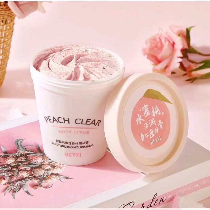 HEYXI Peach Body Scrub 200g Brightening Moisturizing Anti Goose Pimples Bath Shower Fruit Body Exfoliator
