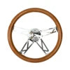 TIYPEOR Universal Classic Solid Wood 15 Inch New Design 4-spoke Bracket Retro Classic Car Steering Wheel