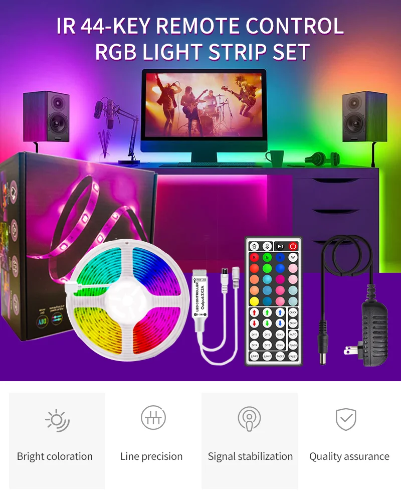 TCWIN 44-Keys RGB LED Strip Light Kit 2025 Trending Electronics 12V 5M 10M IR 24 Keys Remote Control App Music Controller Copper