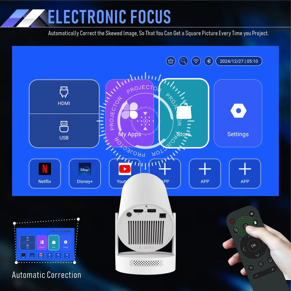 XPOD YH300 Android 11 Portable LCD Quad Core Mini WiFi 120 ANSI Lumens 1280x720P 1500:1 Contrast Projector 50000 Hours Lamp Life