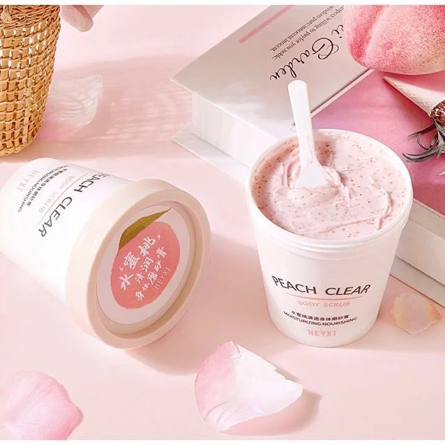 HEYXI Peach Body Scrub 200g Brightening Moisturizing Anti Goose Pimples Bath Shower Fruit Body Exfoliator