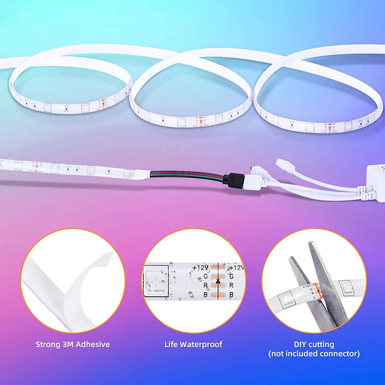 TCWIN 44-Keys RGB LED Strip Light Kit 2025 Trending Electronics 12V 5M 10M IR 24 Keys Remote Control App Music Controller Copper