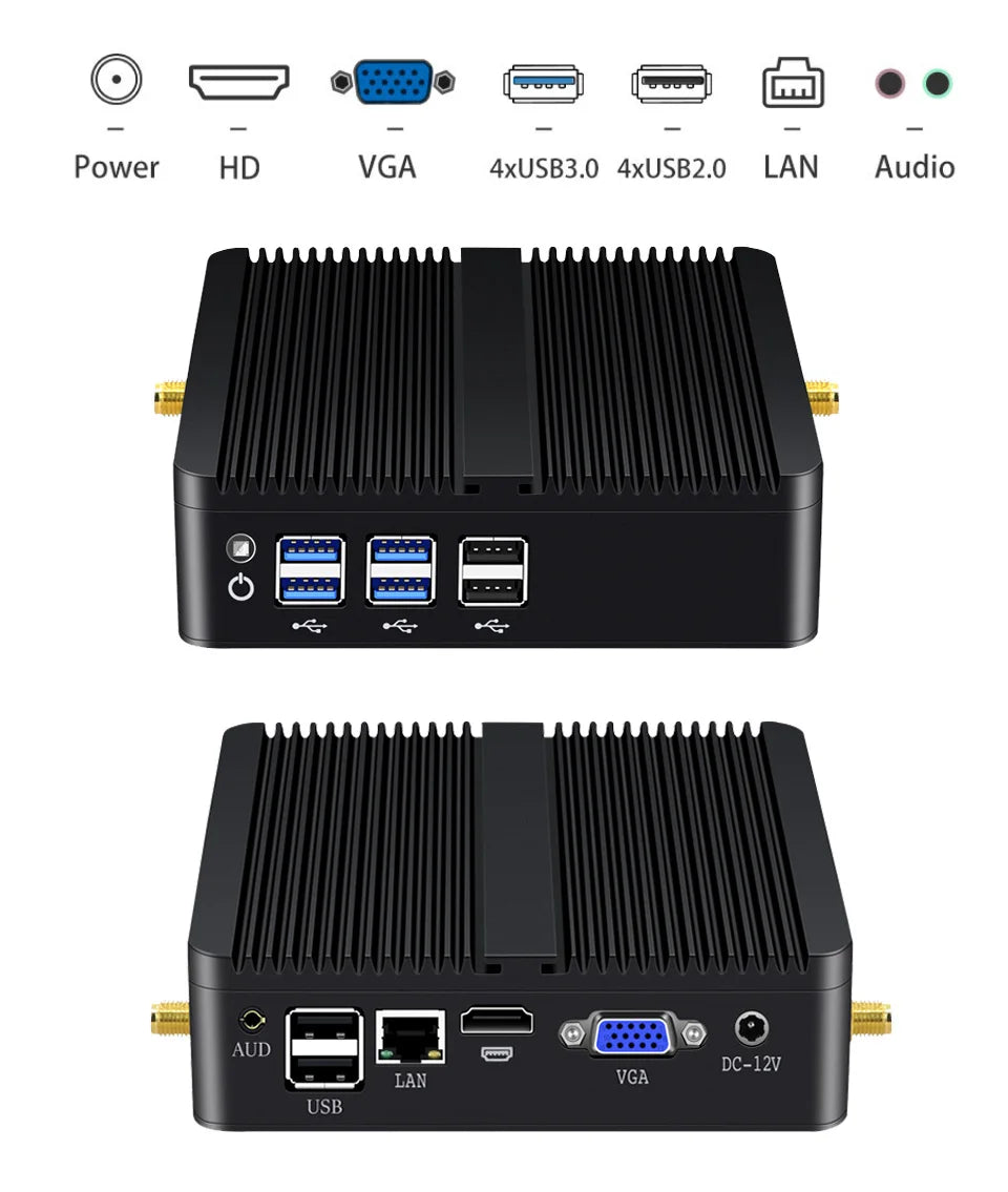 Intel Core i7-4500U i5-4200U Fanless Mini PC with 4xUSB3.0 4xUSB2.0 1xHDMI 1xVGA Support Linux Ubuntu Computer Win10Pro Ready