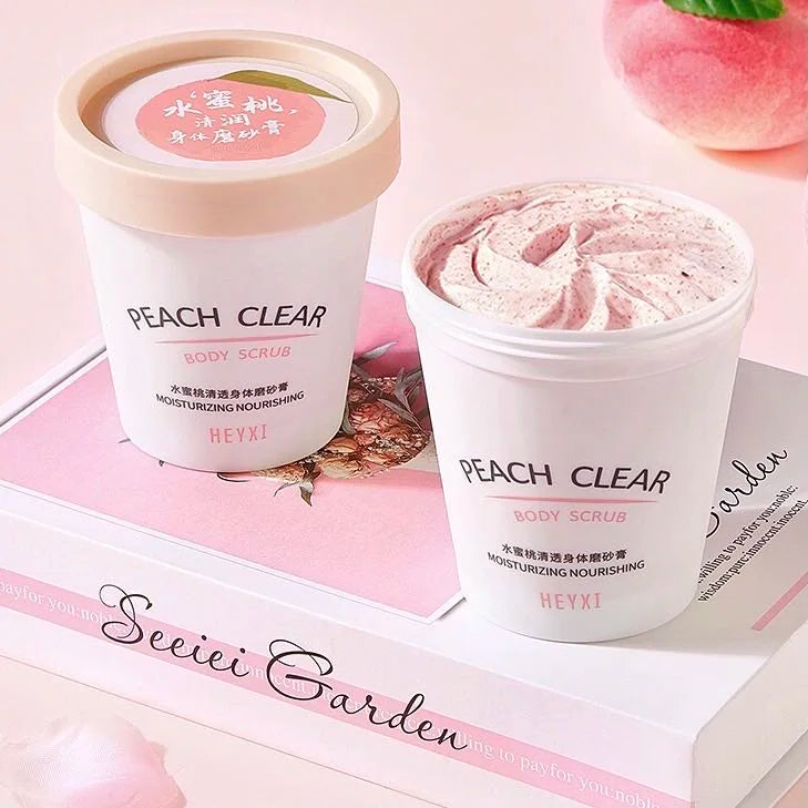HEYXI Peach Body Scrub 200g Brightening Moisturizing Anti Goose Pimples Bath Shower Fruit Body Exfoliator