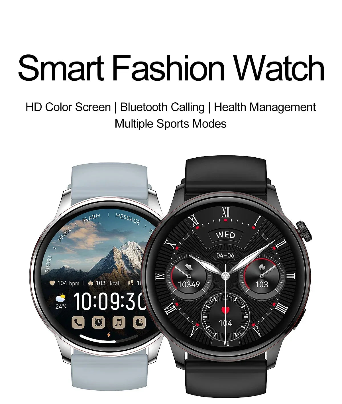 2026 Smart Fashion Watch 1.43'' 100+ Sports Mode Information Push Voice Assistant IP68 Waterproof Custom Watch Face Smart Watch