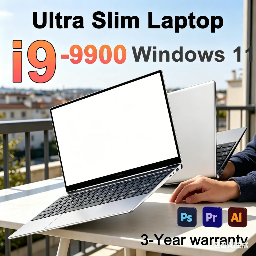 Powerful 14.1" Laptop Intel Core I9-9900 32GB 2TB Gaming PC Super Thin Office Study Computer PC Windows 11 Pro 1920*1080 HD