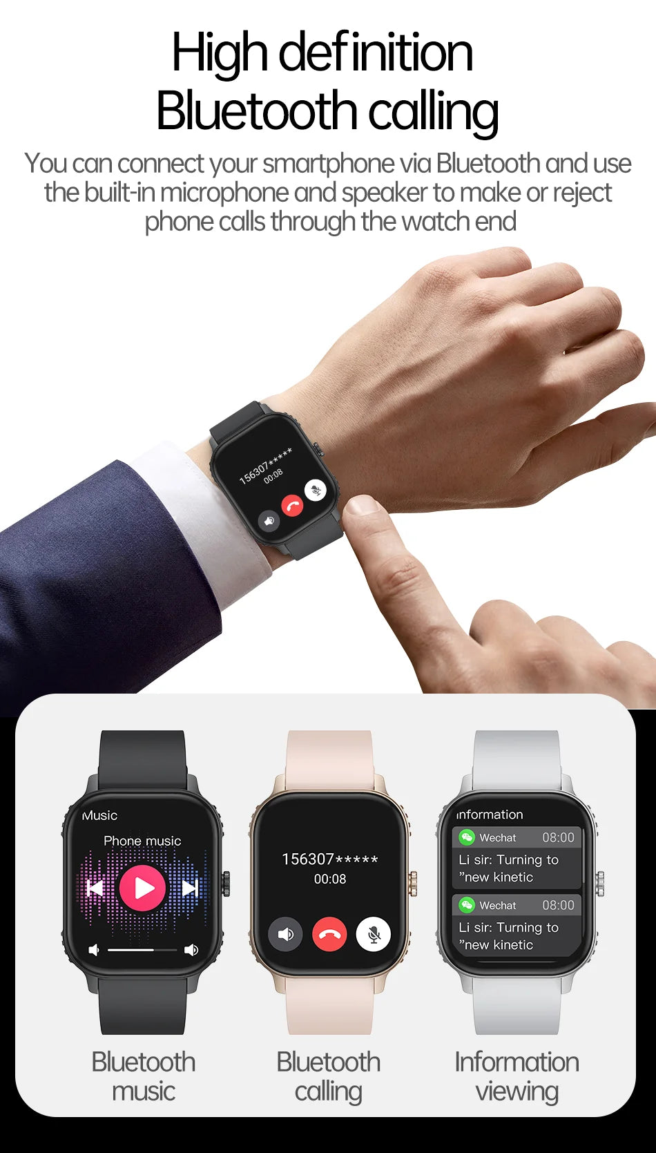 2026 upgraded smartwatch -1000mAh long battery life, 2.04-inch large screen, wireless calling, 100+sports, neutral smartwatch