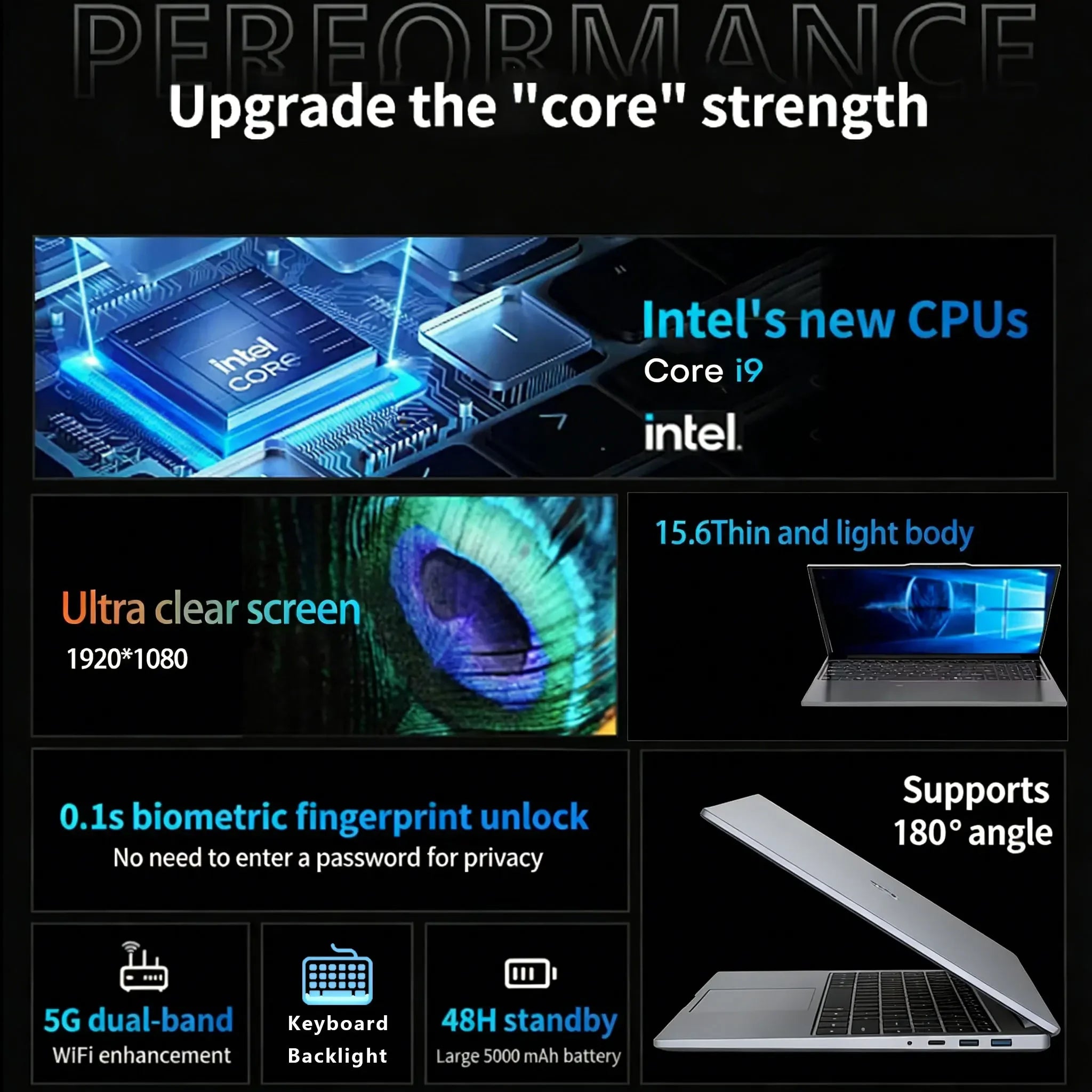 Core I9-10980 Office Laptop | 16GB RAM | 1TB 2TB SSD | 1080P FHD | Fingerprint Unlock | Ideal for Everyday Office Work and Study
