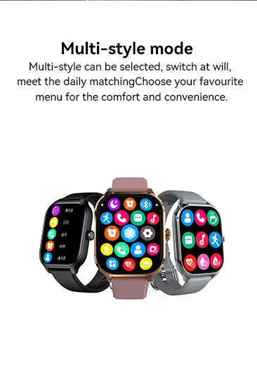 2026 New Smart Watch For Android IOS 2.01Inch Color Screen Bluetooth Call Blood Oxygen/Pressure Monitoring Smart Watch Women Men