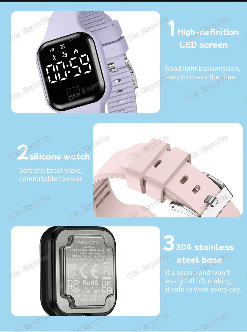 Smart Watch For Men Sports High School Student Sleep Monitor Waterproof Alarm Clock Multi Functional Women Electronic Watch HW12