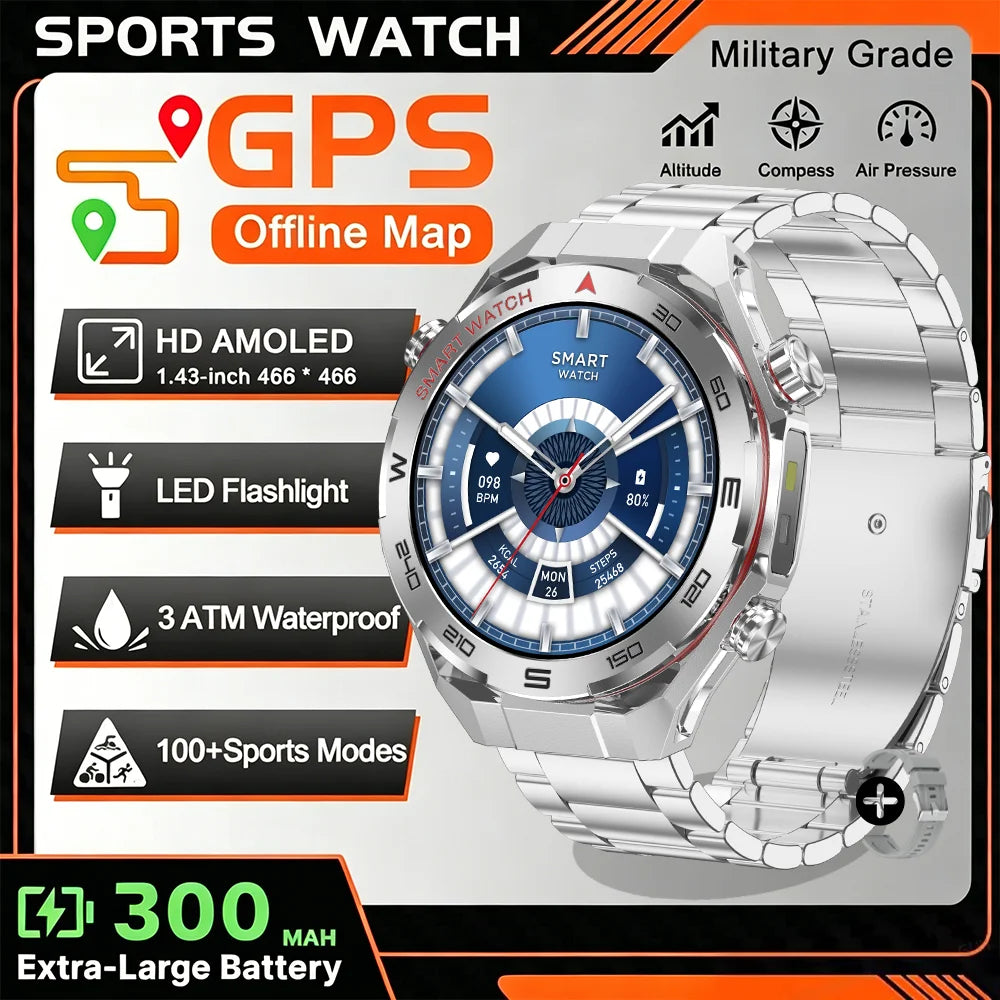 2026 smartwatch, 1.5-inch touchscreen, supports wireless calls, music, various sports modes, message sending and alarm functions
