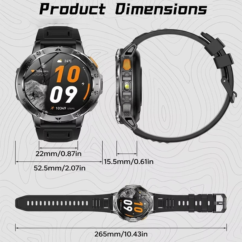 2026 Smartwatch,1400mAh battery,1.7"IPS screen,120+sports,SOS strobe alarm,IPX8 waterproof,LED light,BT Call,Xmas birthday gift