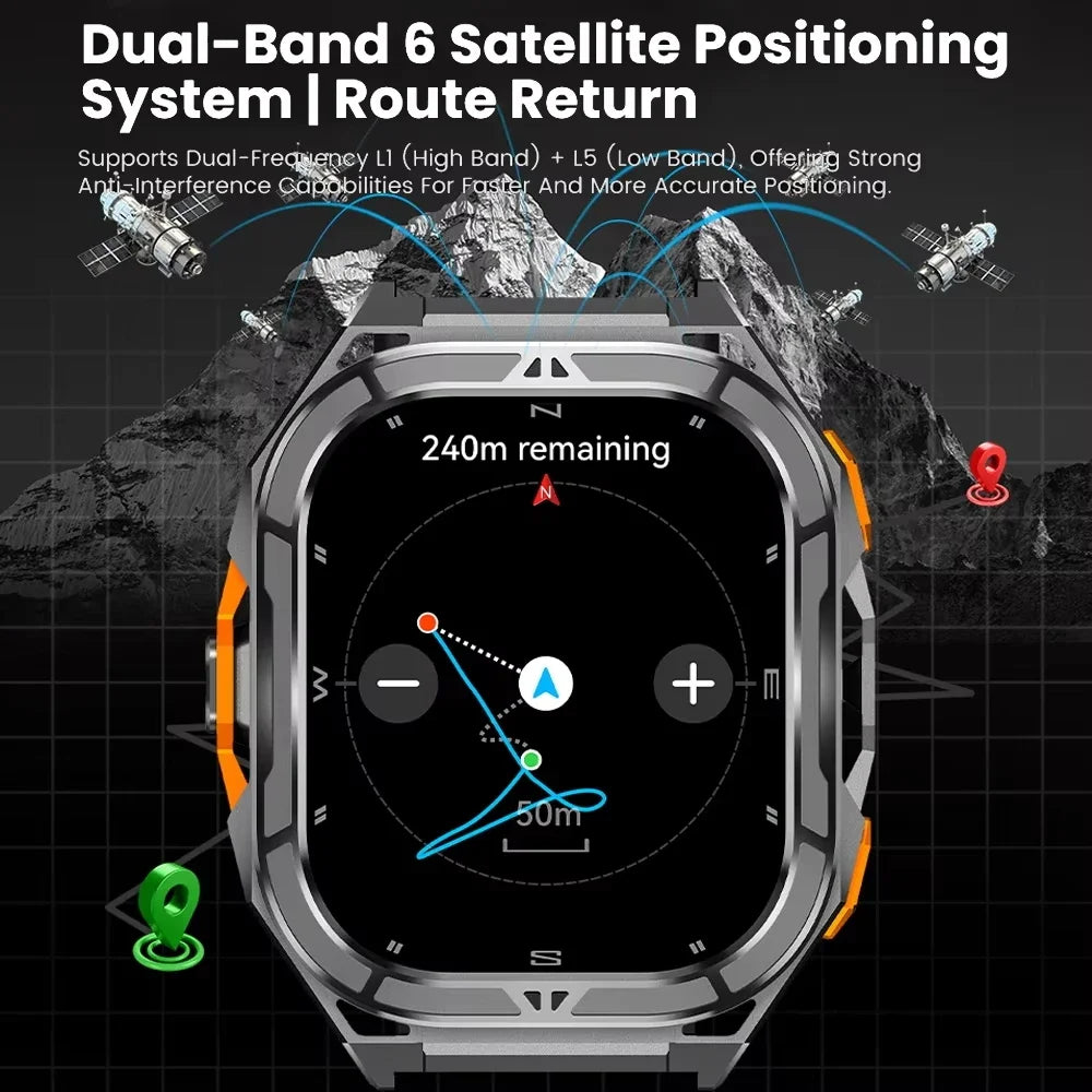 2026 New GPS Smart Watch Men 1.96-inch HD AMOLED Screen Compass Bluetooth Call 5ATM Waterproof Sport Smart Watch for Android iOS
