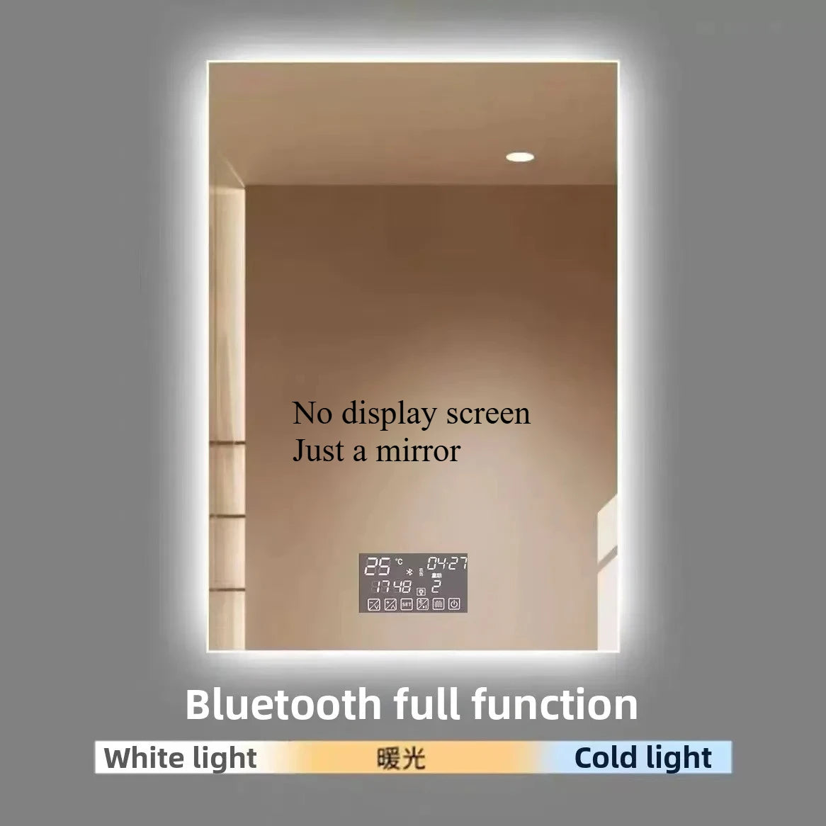 Smart Lighted Mirror With Touch Screen TV Tri-color Adjustable Light 2 in 1 Mirror TV Ideal for Hotels and RV
