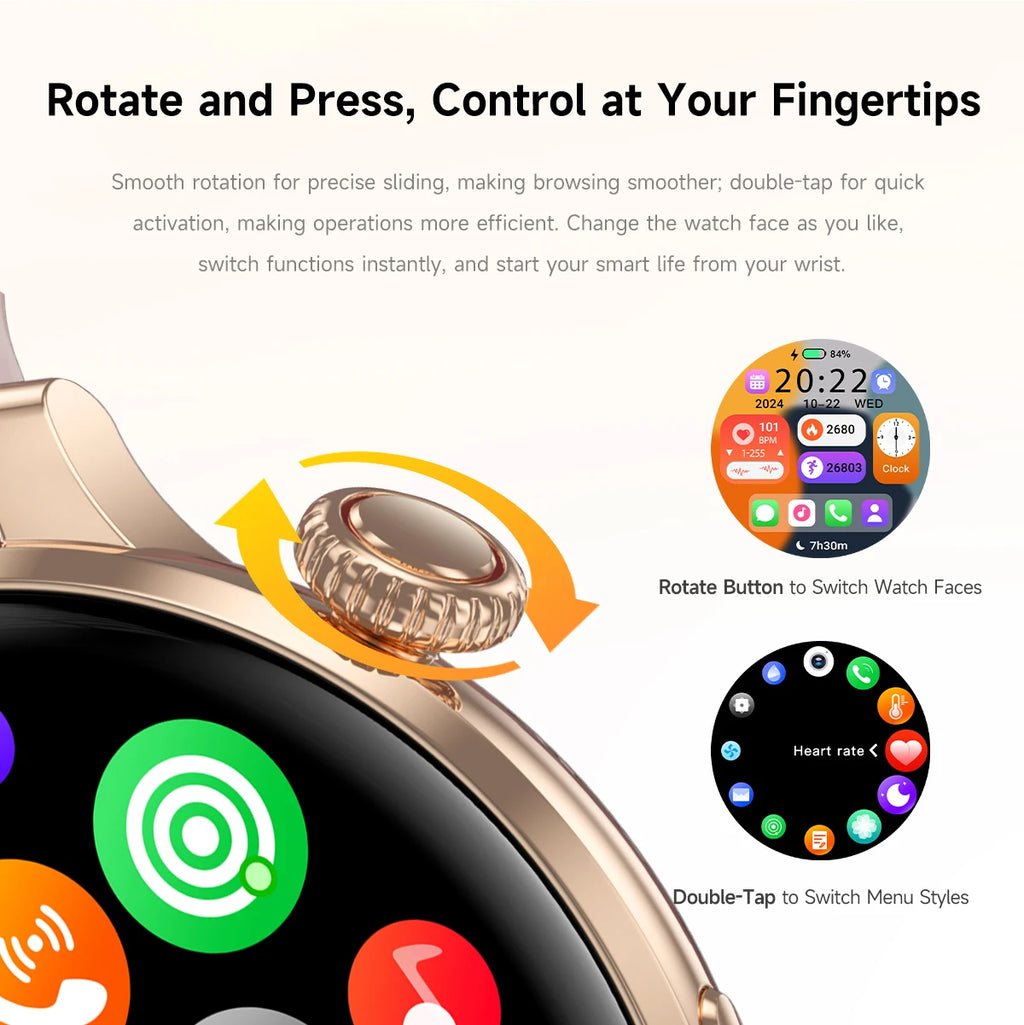 2026 New Smart Watch For Women Gift 1.43 Inch Full Touch Screen Sports Watches 500+Custom Dial Call Waterproof Smartwatch Ladies