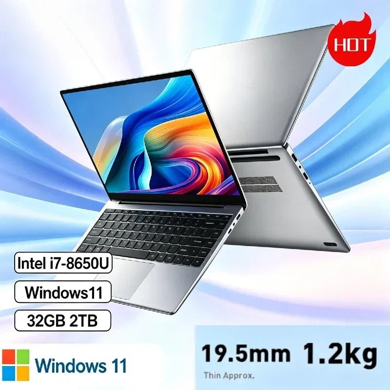 LENO HOT Ultra Slim 14.1" Laptop 32GB RAM 2TB SSD  Intel Core i7 8650U Gaming Office Notebook 1920*1080 HD Display