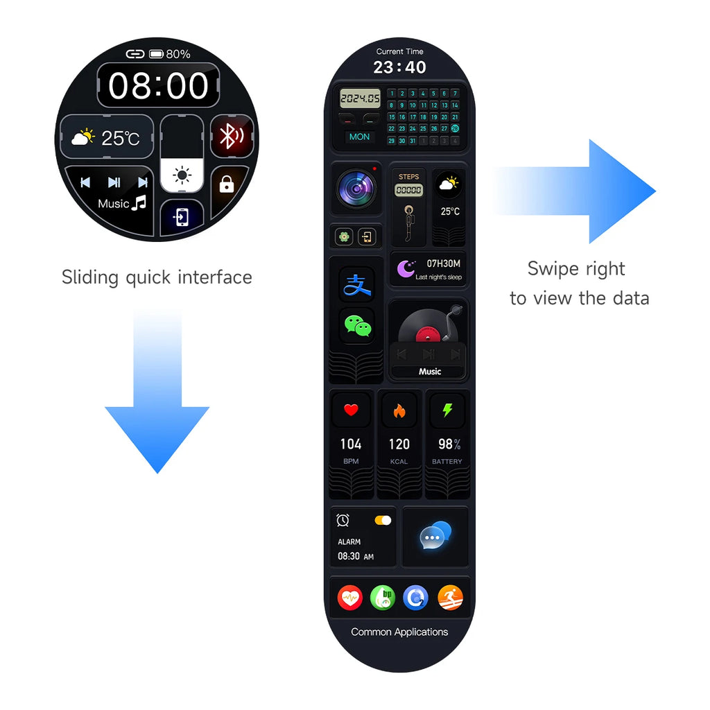 2026 smartwatch, 1.5-inch touchscreen, supports wireless calls, music, various sports modes, message sending and alarm functions