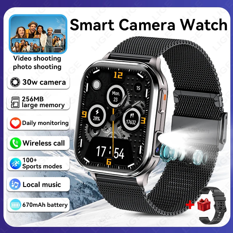 2026 New Men Smart Watch Photos Record Video Health Monitor Waterproof BT Call Recording Sports Fitness Camera Smart Watch Women