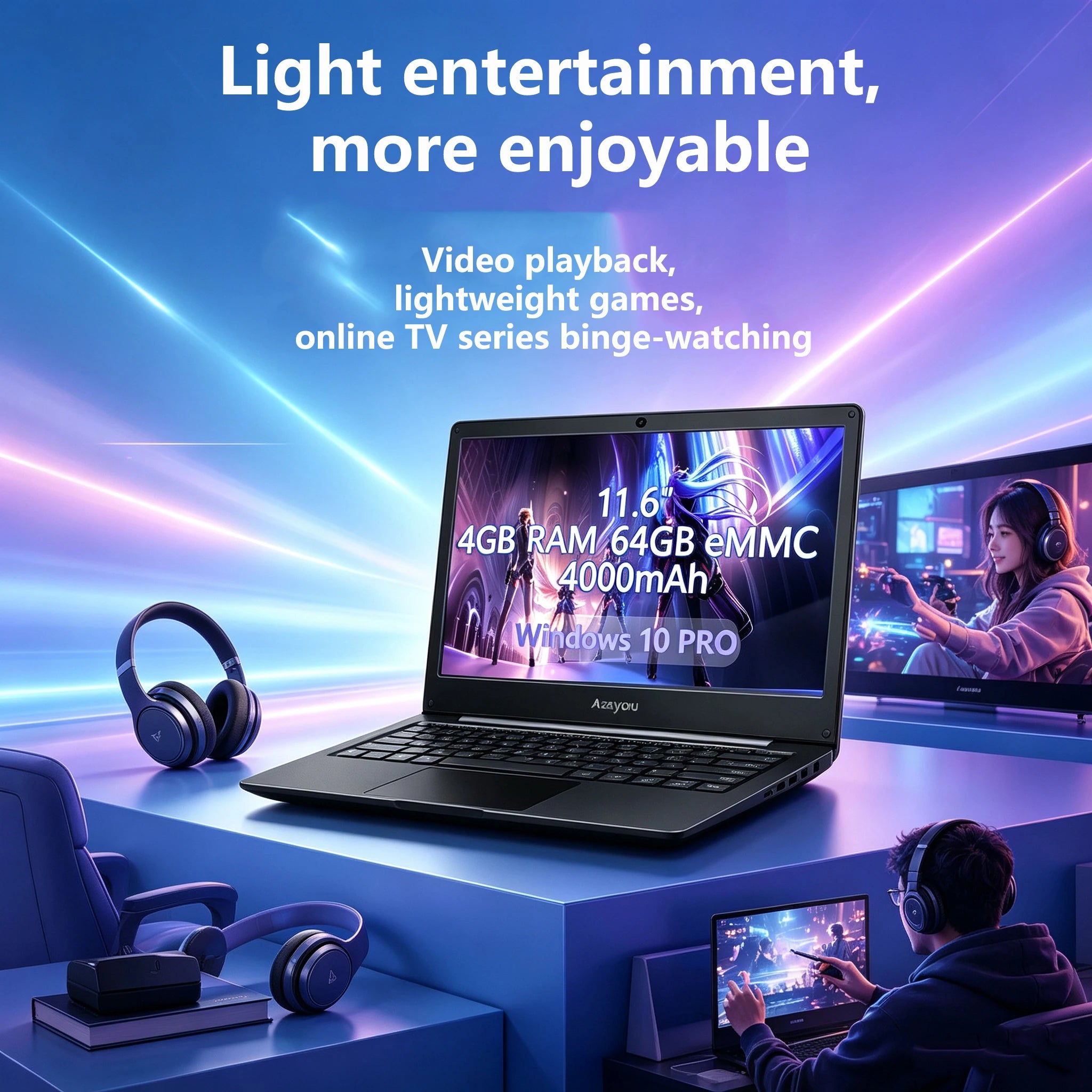 Laptop with 11.6inch N4000 Cpu, 4Gb Lpddr4 + 64Gb Emmc Expandable Ssd Hard Drive, Keyboard with Russian Language Silk-Screen Printing