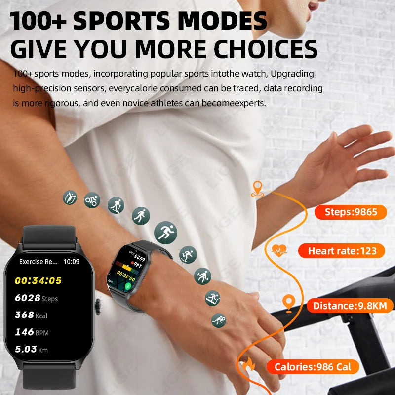 2026 New Smart Watch Diagnosis Blood Lipids Uric Acid Blood Pressure Smartwatch Men ECG+HRV Voice Bluetooth Call Health watch