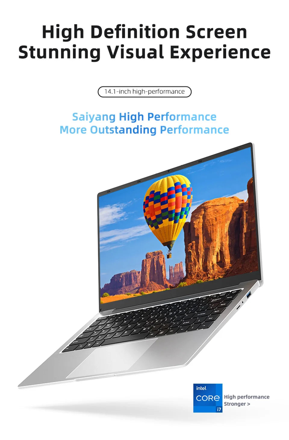 2026 Intel Core i7 9850H Intel A3950 Ultra Slim Laptop 14.1“ Windows 11 Notebook Computer 12GB RAM 1TB SSD Office Study Laptop