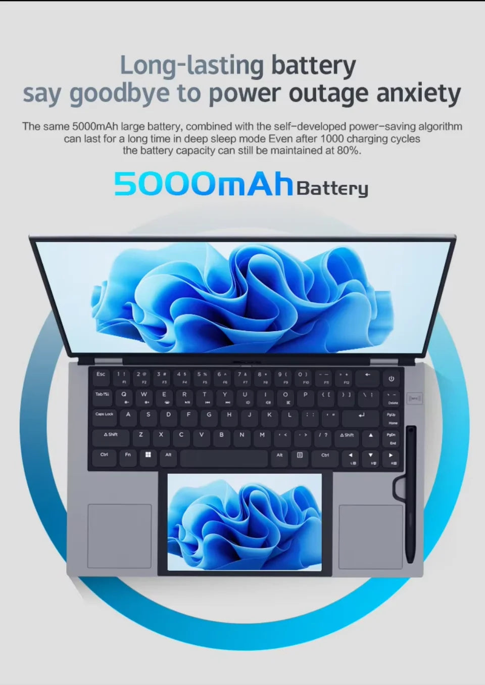 15.6+7inch Dual Screen Laptop Intel N150 Windows 11  32GB DDR4 512G/1TB/2TB M.2 2280 SSD WIFI BT Double Screen Laptop Computer