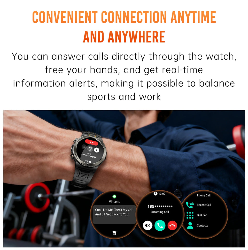 Smart Watch 1.43AMOLED Colorful Screen Highlight 1100mAh Battery Outdoor Compass 100+ Sports Mode Health Monitoring Smart Watch