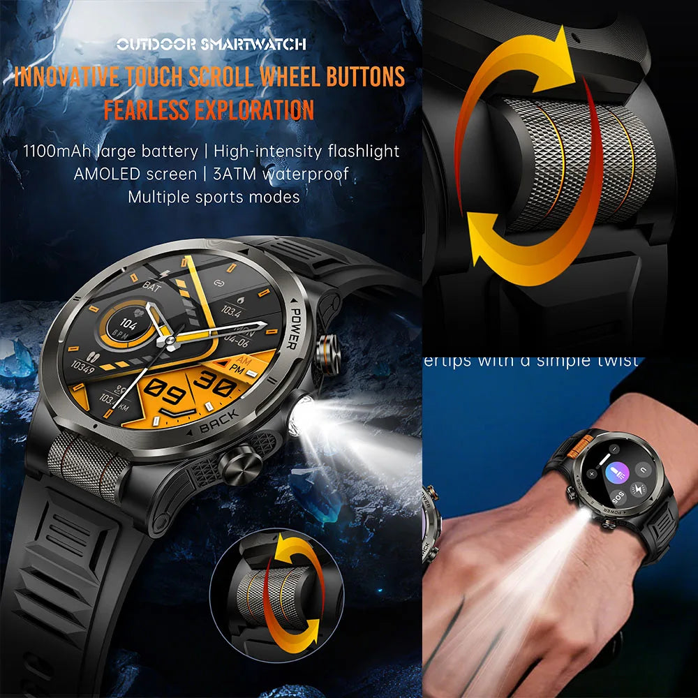 Smart Watch 1.43AMOLED Colorful Screen Highlight 1100mAh Battery Outdoor Compass 100+ Sports Mode Health Monitoring Smart Watch