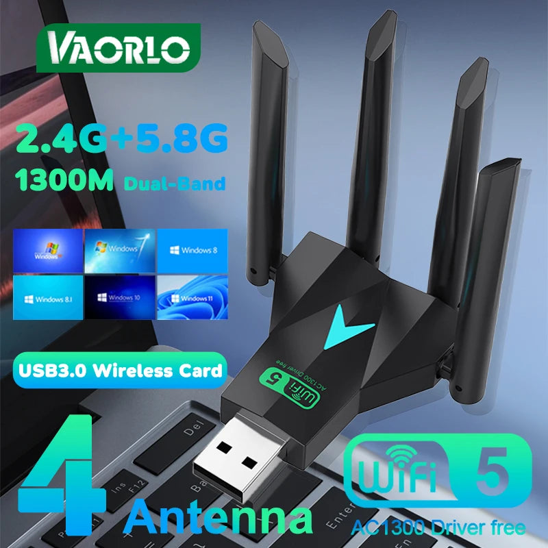 Original 4 Antennas 1200Mbps WiFi USB 3.0 Adapter 2.4G/5GHZ Dual Band WiFi Dongle Wireless Network Card 802.11AC For Win 10/11
