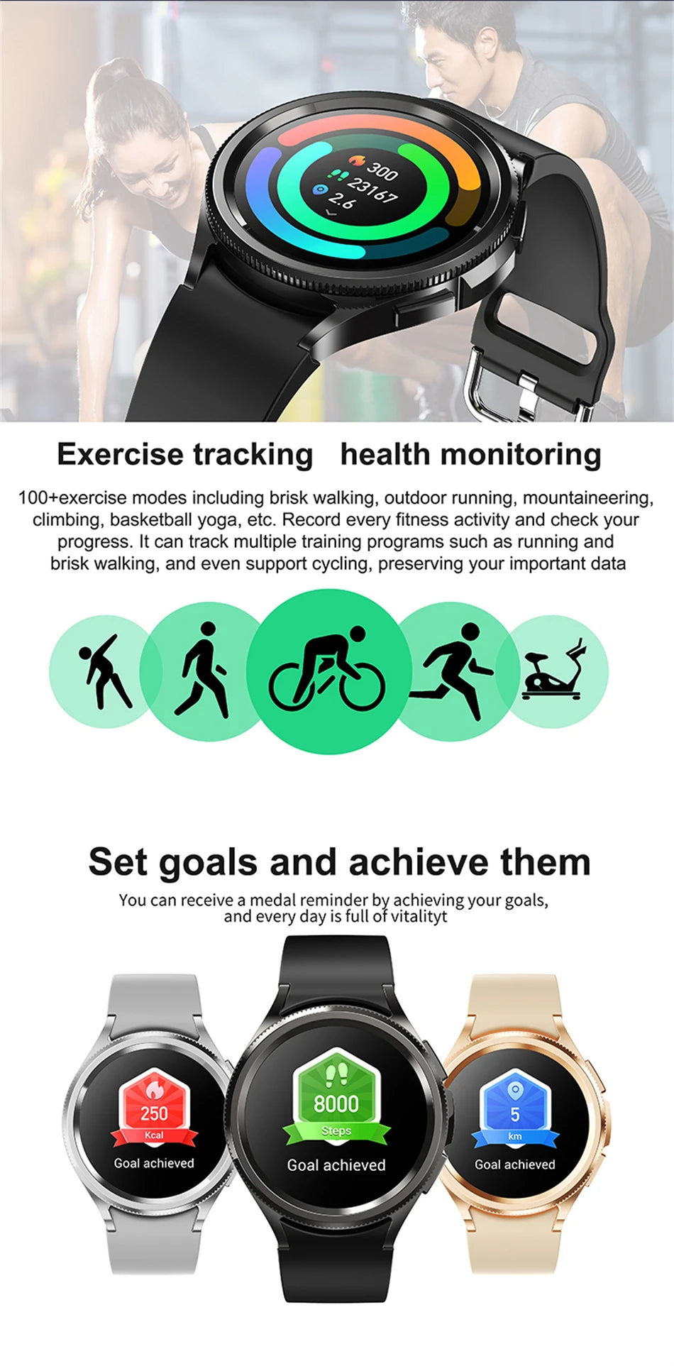 2025 New Smart Watch 6 Men's Outdoor Sports 100+ Sport Modes IP68 Waterproof Watch AMOELD HD Screen Smartwatch Android IOS