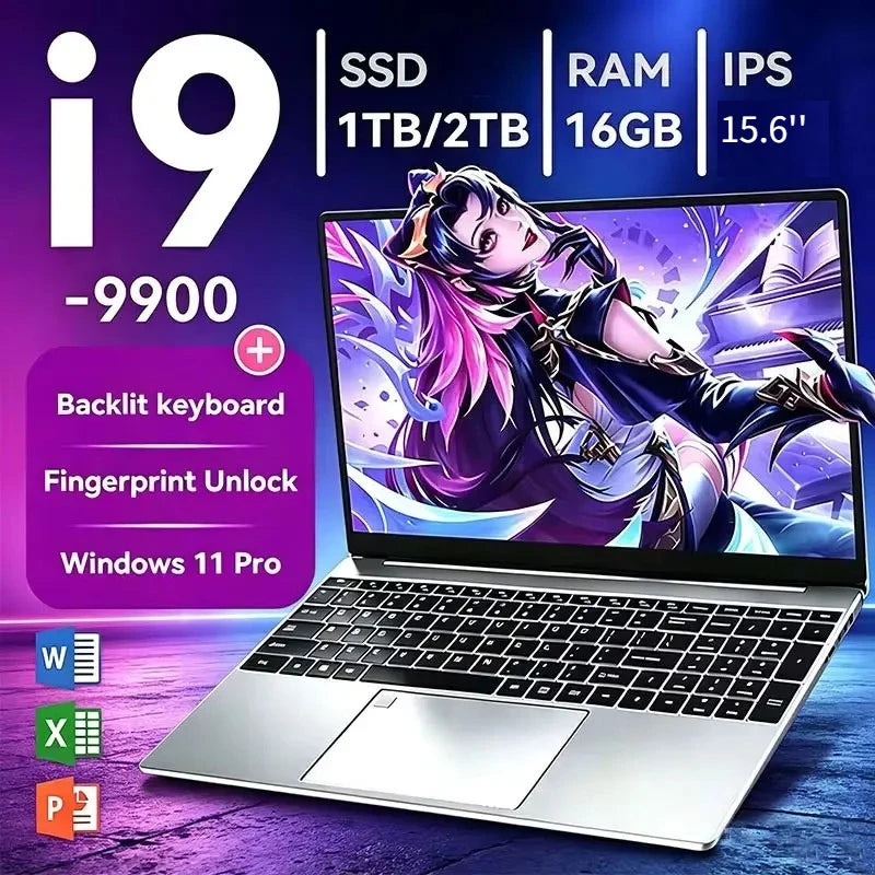 New Intel Core i9 9900 15.6 inch Portable Notebook 1TB/2TB SSD, 16GB DDR4, Windows 11 Pro, Office & Gaming PC Laptop