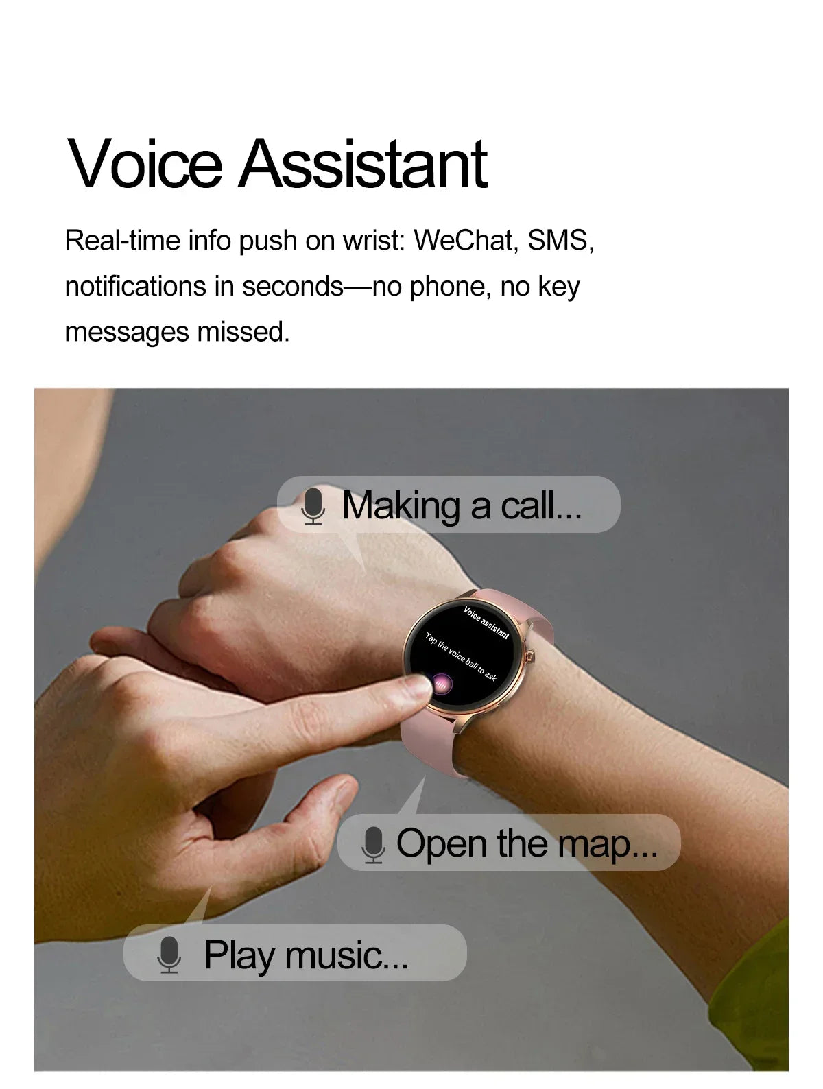 2026 Smart Fashion Watch 1.43'' 100+ Sports Mode Information Push Voice Assistant IP68 Waterproof Custom Watch Face Smart Watch