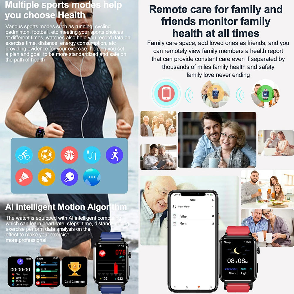 2026 New Smart Watch air Pump ECG True Accurately Blood Pressure Airbag health watch Uric Acid Blood Lipids watch men waterproof
