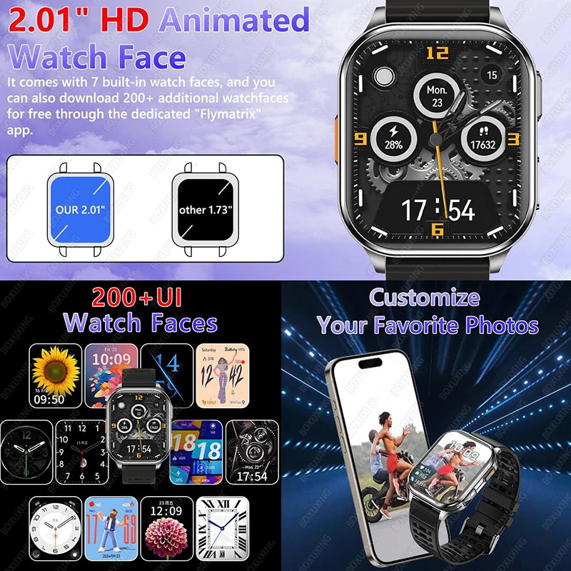 New Smartwatch Men Women Camera Take Photos Record Video Health Monitor Sports Fitness Waterproof Flashlight Call Smart Watches