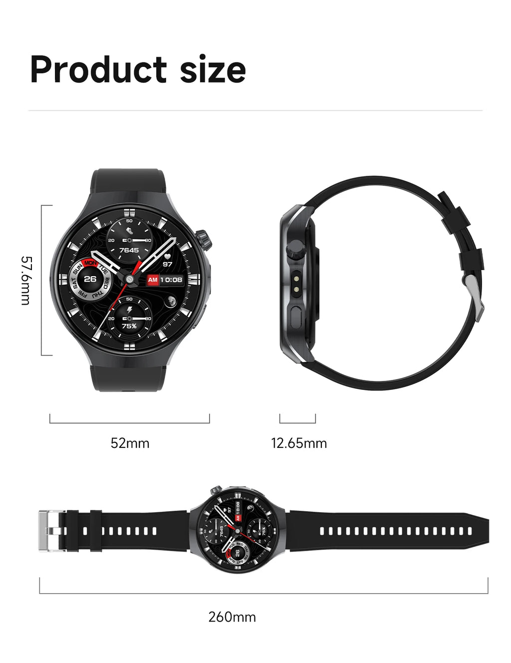 New Smartwatch 2026-1.7-Inch HD Screen, 1000 Mah Battery, Information Alert Function, Multiple Sports Modes