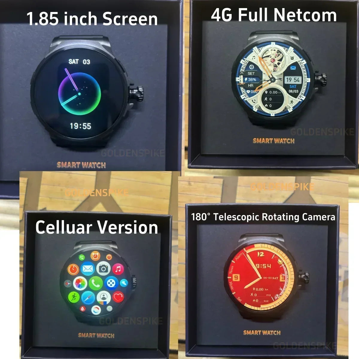 2025 New Smartwatch 1.85-inch Display High Definition Screen Android OS 4G SIM Card 180° Rotating Camera Waterproof WiFi GPS
