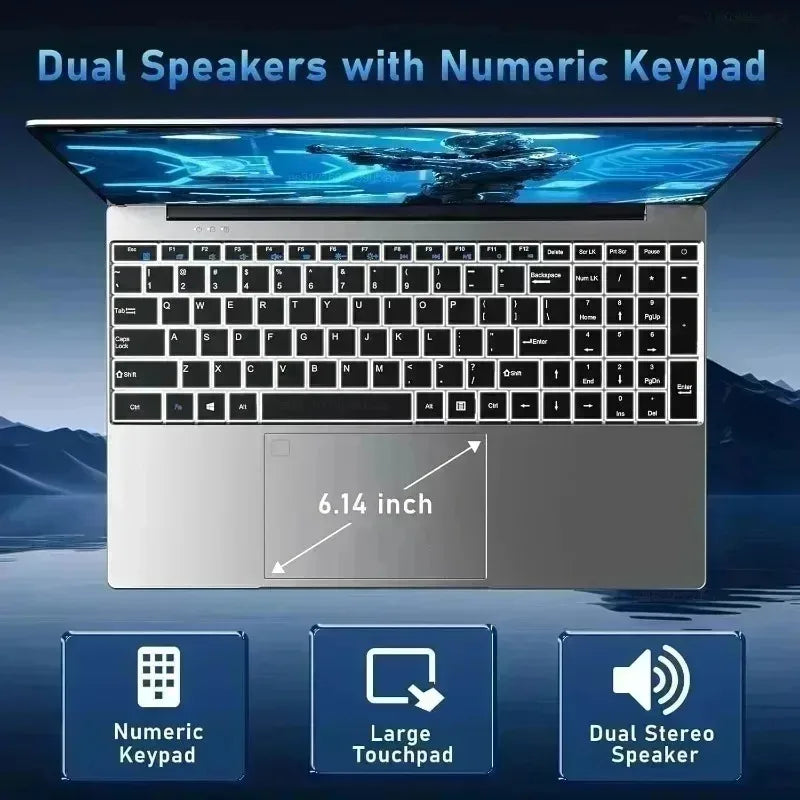 2026 NEW 15.6" Portable Ultra Laptop Intel Core i9-9900, 16GB RAM, 1TB SSD, High Speed Gaming and Office Notebook PC