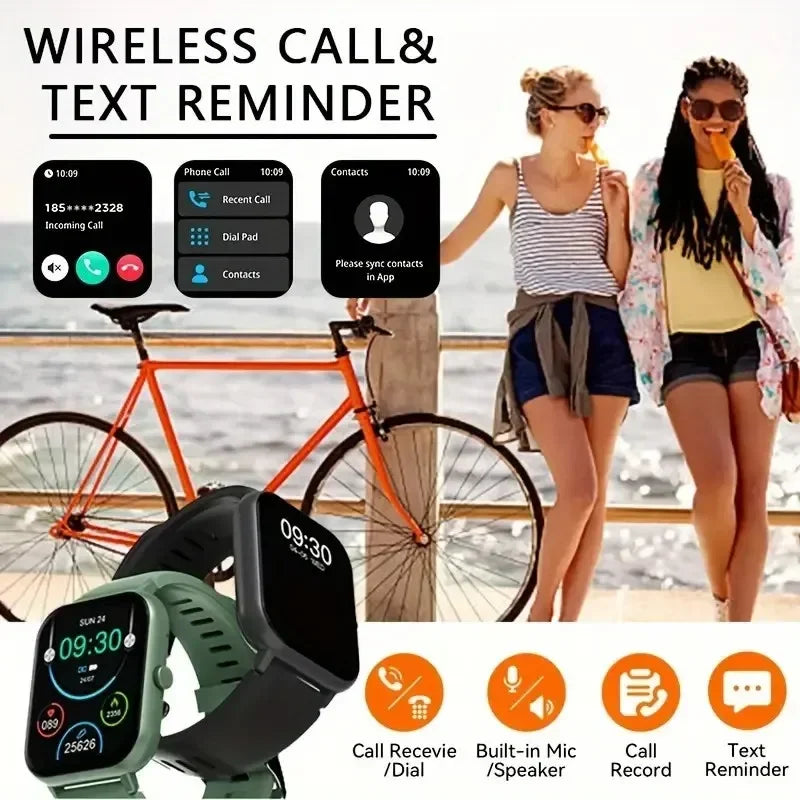 Smartwatch With 1.83" Full Touch Screen,Text & Call Functions,100+ Sports Modes,Pedometer,Calorie Counter,Android & Iphone