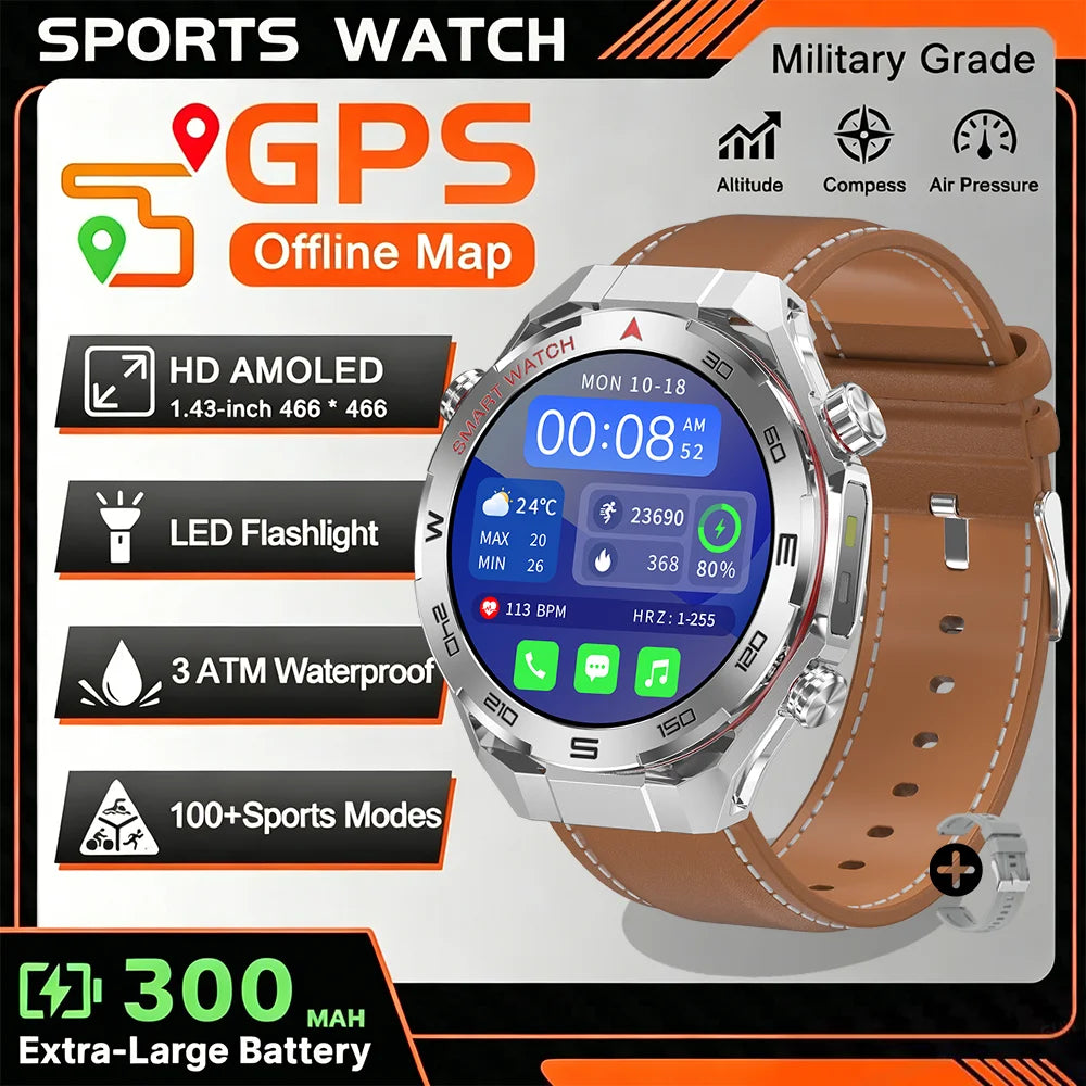 2026 smartwatch, 1.5-inch touchscreen, supports wireless calls, music, various sports modes, message sending and alarm functions