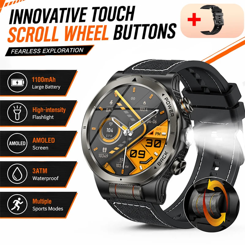 Smart Watch 1.43AMOLED Colorful Screen Highlight 1100mAh Battery Outdoor Compass 100+ Sports Mode Health Monitoring Smart Watch