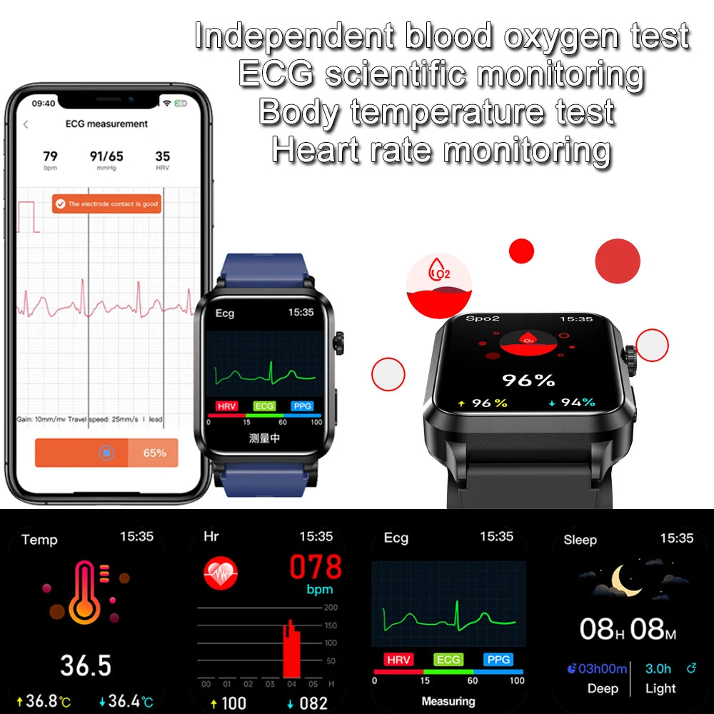 2026 New Smart Watch air Pump ECG True Accurately Blood Pressure Airbag health watch Uric Acid Blood Lipids watch men waterproof