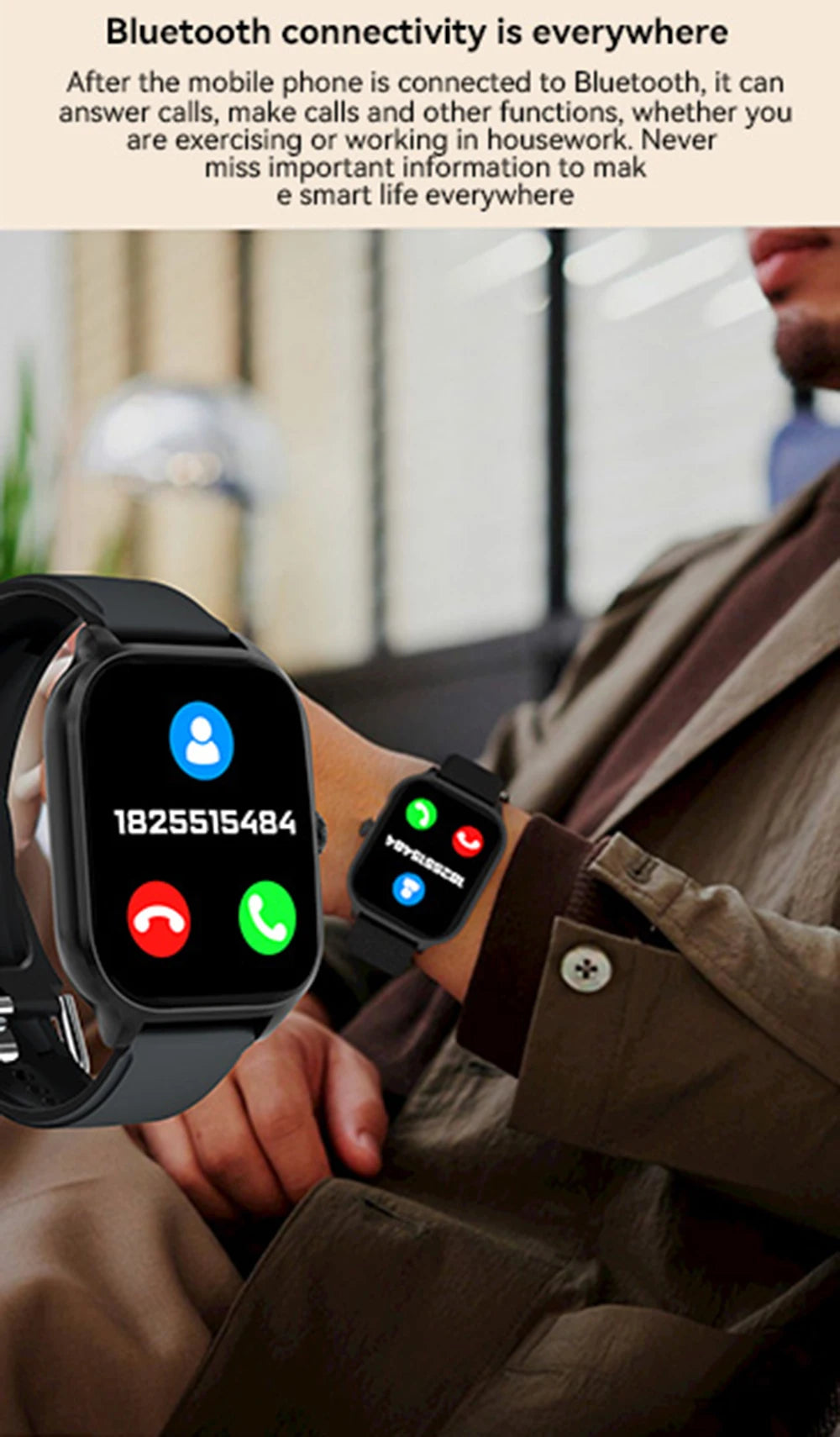 2026 New Smart Watch For Android IOS 2.01Inch Color Screen Bluetooth Call Blood Oxygen/Pressure Monitoring Smart Watch Women Men