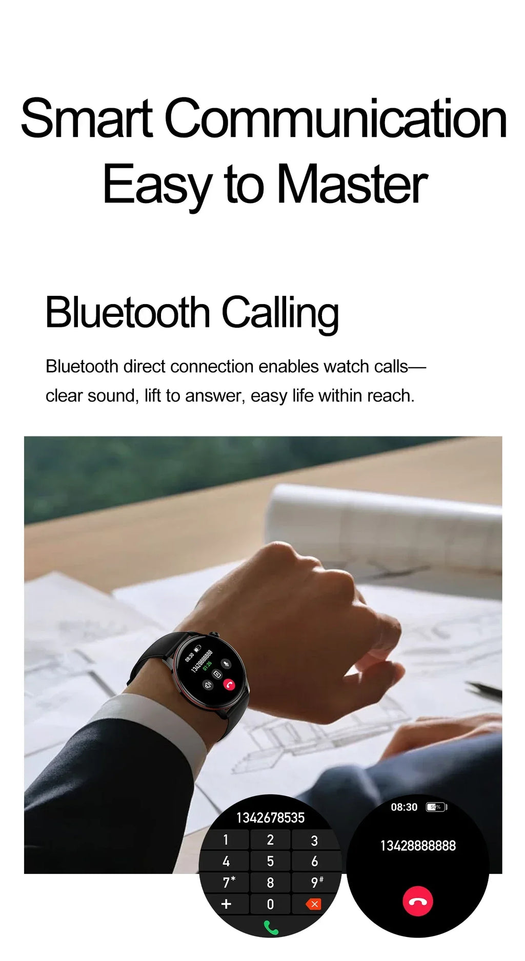 2026 Smart Fashion Watch 1.43'' 100+ Sports Mode Information Push Voice Assistant IP68 Waterproof Custom Watch Face Smart Watch