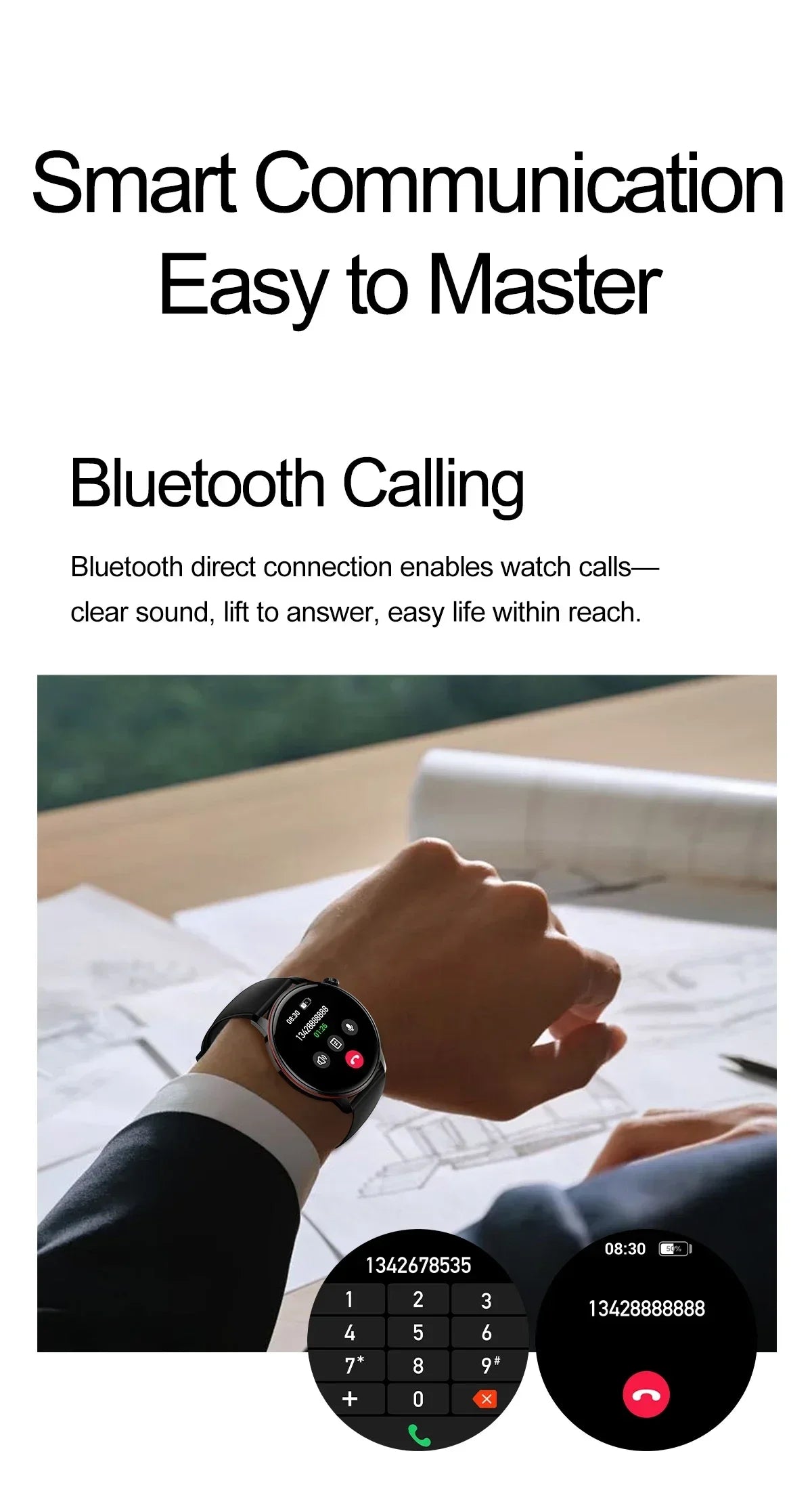 2026 Smart Fashion Watch 1.43'' 100+ Sports Mode Information Push Voice Assistant IP68 Waterproof Custom Watch Face Smart Watch