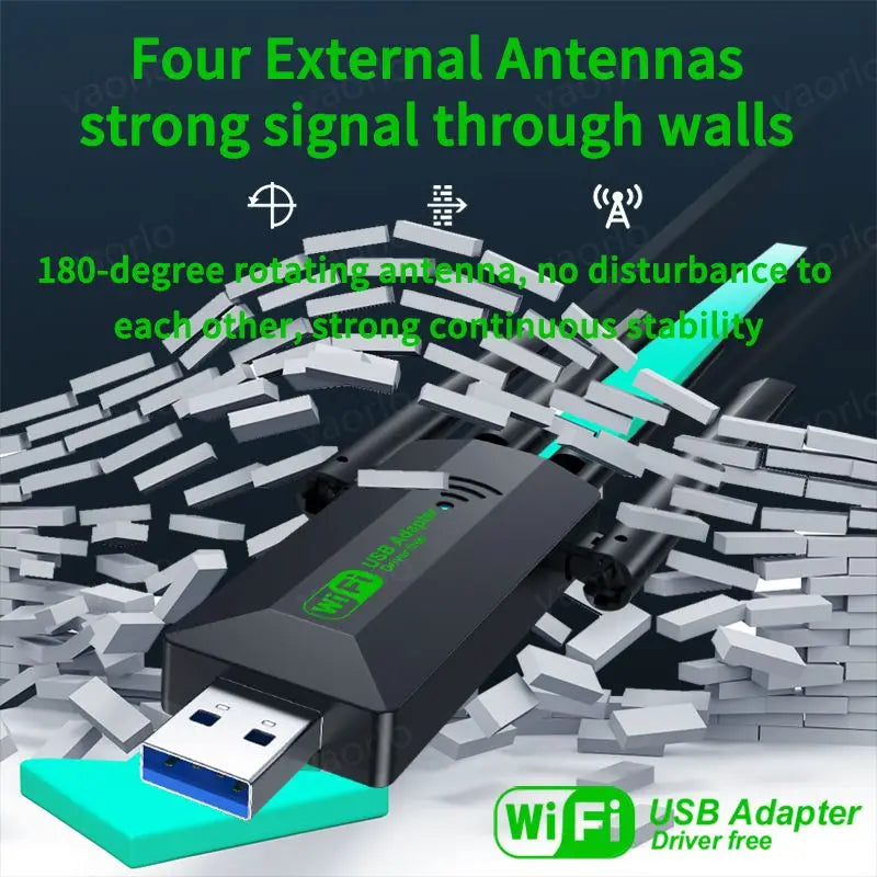 Original 4 Antennas 1200Mbps WiFi USB 3.0 Adapter 2.4G/5GHZ Dual Band WiFi Dongle Wireless Network Card 802.11AC For Win 10/11